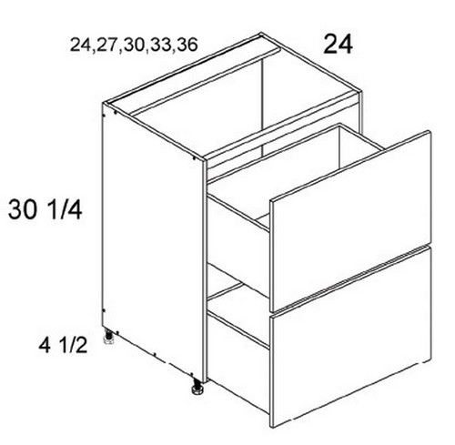 U.S. Cabinet Depot - Verona Pure Blanc - Two Drawer Range Base Cabinets - VPB-RB2DB24