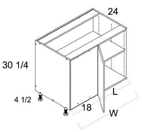 U.S. Cabinet Depot - Verona Pure Blanc - Full Height One Door Blind Base Cabinets - VPB-BBC46-49FH