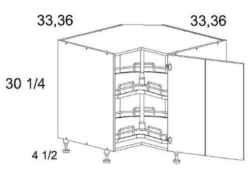 U.S. Cabinet Depot - Verona Pure Blanc - Base Easy Reach with Laszy Susan Cabinets - VPB-LSB33