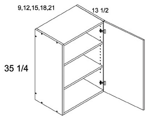 U.S. Cabinet Depot - Verona Pure Blanc - 35 1/4" H One Door Wall Cabinets - VPB-W0935