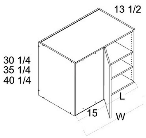 U.S. Cabinet Depot - Verona Pure Blanc - 30 1/4" H Blind Corner Wall Cabinets - VPB-WBC27-3030