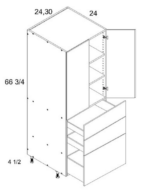 U.S. Cabinet Depot - Verona Pure Blanc - Tall with Three Drawer Two Door Utility Cabinets - VPB-T3DB2472