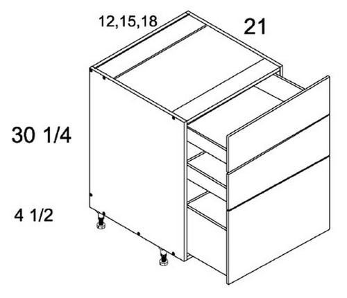 U.S. Cabinet Depot - Verona Pure Blanc - Three Drawer Vanity Base Cabinets - VPB-3VDB12