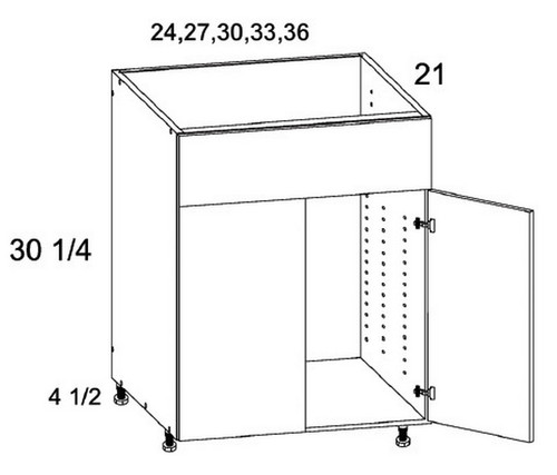 U.S. Cabinet Depot - Verona Pure Blanc - Vanity Sink Base False Front Two Door Cabinets - VPB-VSB33