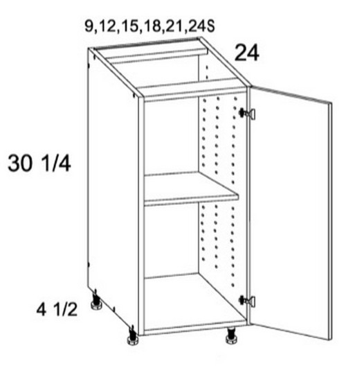 U.S. Cabinet Depot - Verona Storm Grey - Full Height Single Door Bases Cabinets - VSG-B24SFH