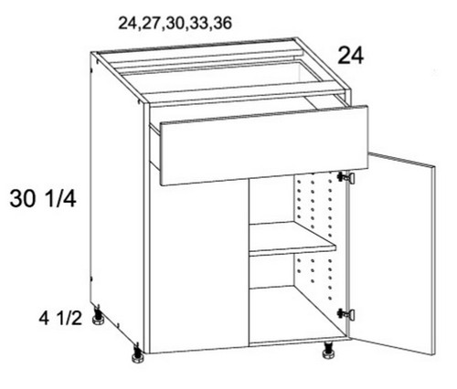 U.S. Cabinet Depot - Verona Storm Grey - One Drawer Two Door Bases Cabinets - VSG-B36
