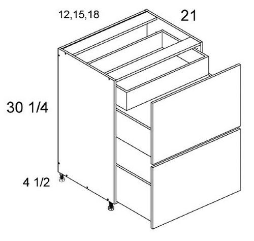 U.S. Cabinet Depot - Verona Storm Grey - Two Drawer with One Inner Drawer Vanity Base Cabinets - VSG-2VDBID15