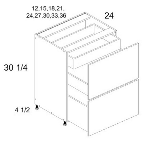 U.S. Cabinet Depot - Verona Midnight Navy - Two Drawer Bases with One Inner Drawer Cabinets - VMN-2DBID15