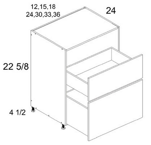 U.S. Cabinet Depot - Verona Midnight Navy - Two Drawer Desk Base Cabinets - VMN-DDR2DB24