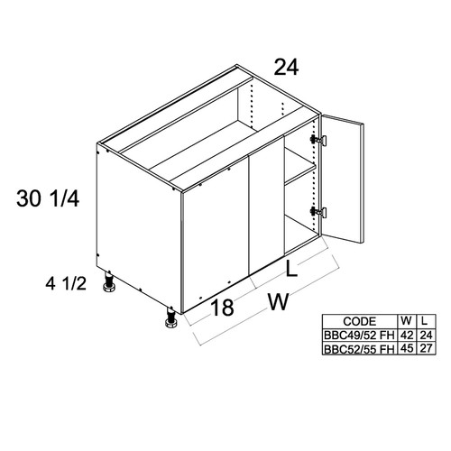 U.S. Cabinet Depot - Palermo Gloss White - Full Height Two Door Blind Base Cabinets - PGW-BBC52-55FH