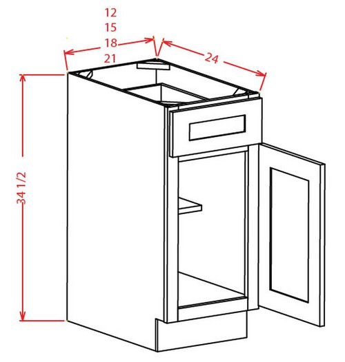 U.S. Cabinet Depot - Shaker Cinder - Single Door Single Drawer Base Cabinet - SC-B21