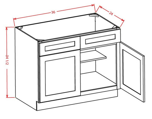 U.S. Cabinet Depot - Shaker Cinder - Sink Base Cabinet - SC-SB30