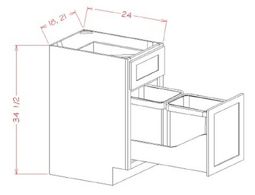 U.S. Cabinet Depot - Shaker Cinder - Trash Can Pullout Base Kits - SC-B18TCPO