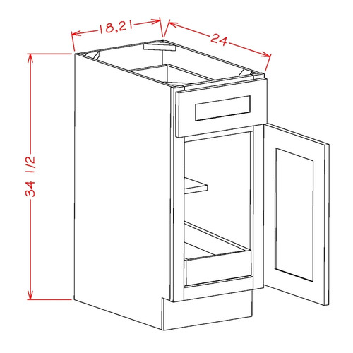 U.S. Cabinet Depot - Shaker Cinder - Single Door Single Rollout Shelf Base Cabinet - SC-B181RS