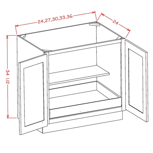 U.S. Cabinet Depot - Shaker Cinder - Full Height Double Door Single Rollout Shelf Base Cabinet - SC-B30FH1RS