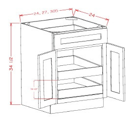 U.S. Cabinet Depot - Shaker Cinder - Double Door Double Rollout Shelf Base Cabinet - SC-B242RS