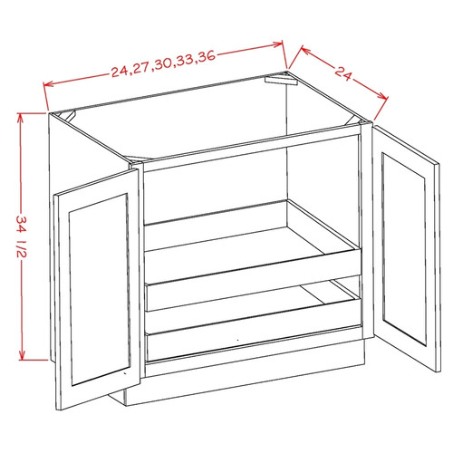 U.S. Cabinet Depot - Shaker Cinder - Full Height Double Door Double Rollout Shelf Base Cabinet - SC-B24FH2RS