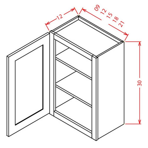 U.S. Cabinet Depot - Shaker Cinder - 30" High Wall Cabinets-Single Door - SC-W1830