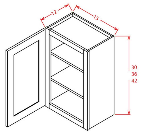 U.S. Cabinet Depot - Shaker Cinder - Open Frame Wall Cabinets-Single Door - SC-W1542GD