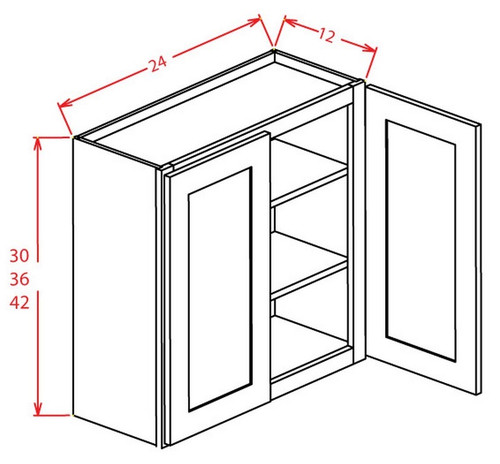 U.S. Cabinet Depot - Shaker Cinder - Open Frame Wall Cabinets-Double Door - SC-W2442GD