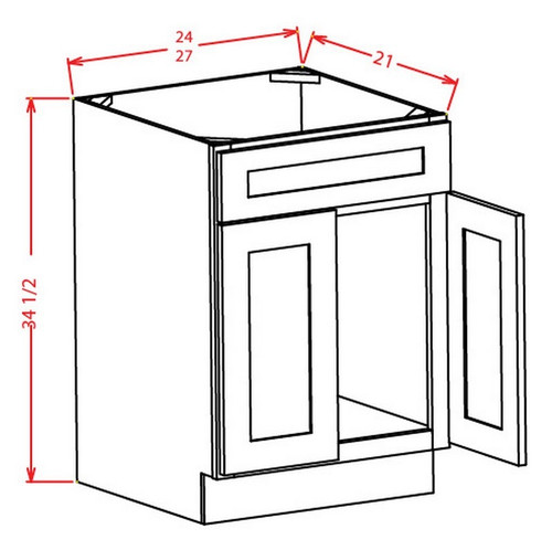 U.S. Cabinet Depot - Shaker Cinder - Vanity Sink Base Cabinet-Double Door Single Drawer Front - SC-VS27