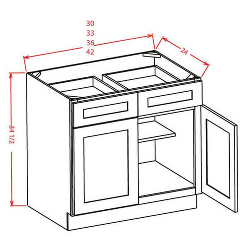 U.S. Cabinet Depot - Casselberry Saddle - Double Door Double Drawer Base Cabinet - CS-B33