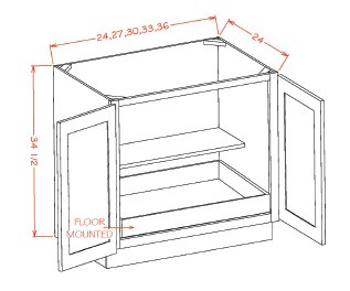 U.S. Cabinet Depot - Casselberry Saddle - Full Height Double Door Single Rollout Shelf Base Cabinet - CS-B33FH1RS