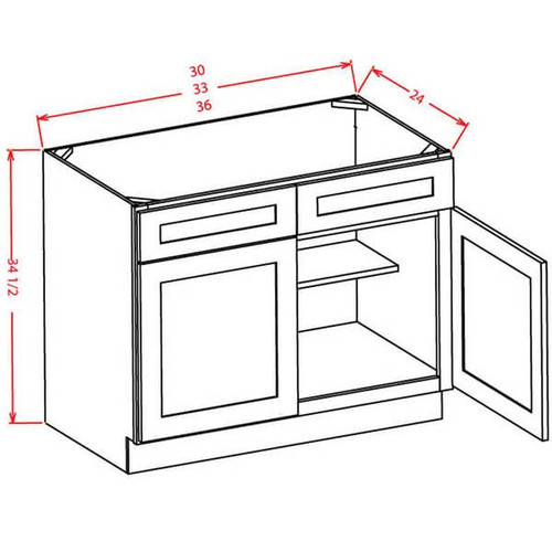 U.S. Cabinet Depot - Torrance White - 2 Drawer Base Cabinet - TW-2DB36