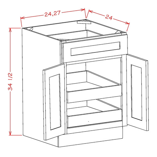 U.S. Cabinet Depot - Torrance White - Double Door Double Rollout Shelf Base Cabinet - TW-B272RS