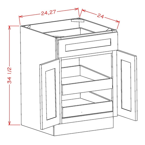 U.S. Cabinet Depot - Torrance White - Double Door Double Rollout Shelf Base Cabinet - TW-B302RS