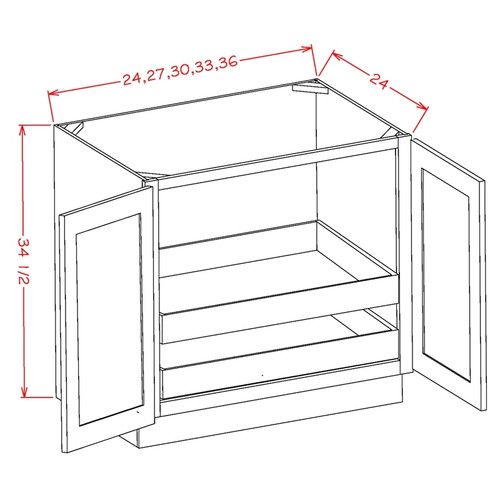 U.S. Cabinet Depot - Torrance White - Full Height Double Door Double Rollout Shelf Base Cabinet - TW-B30FH2RS