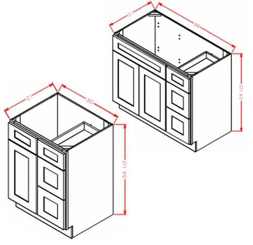 U.S. Cabinet Depot - Torrance White - Vanity Combo Base Cabinet-Drawers Right - TW-V3021DR