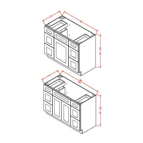 U.S. Cabinet Depot - Torrance White - Vanity Double Drawer Base Cabinet - TW-VDDB48