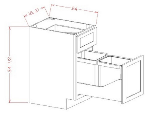 U.S. Cabinet Depot - Shaker Antique White - Trash Can Pullout Base Kits - SA-B21TCPO