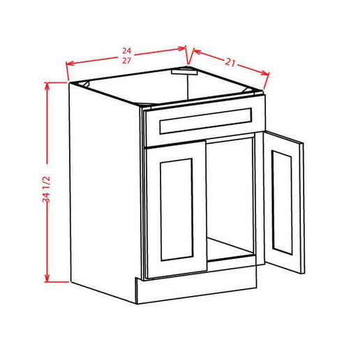 U.S. Cabinet Depot - Shaker Antique White - Vanity Sink Base Cabinet-Double Door Single Drawer Front - SA-VS27