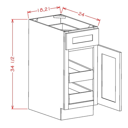 U.S. Cabinet Depot - Shaker Dove - Single Door Double Rollout Shelf Base Cabinet - SD-B212RS