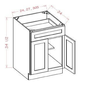 U.S. Cabinet Depot - Shaker White - Double Door Single Drawer Base Cabinet - SW-B24