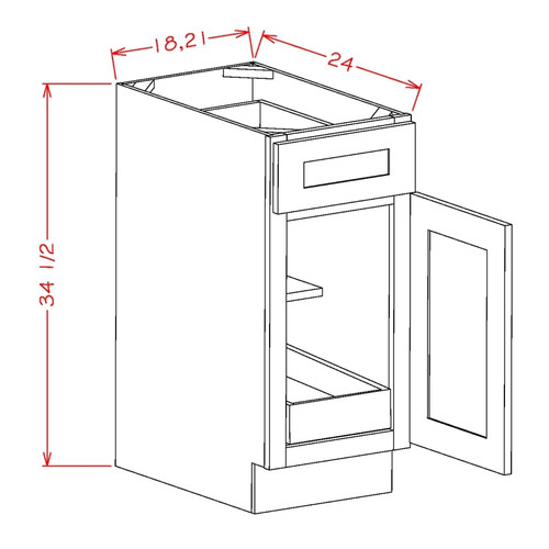U.S. Cabinet Depot - Shaker White - Single Door Single Rollout Shelf Base Cabinet - SW-B181RS