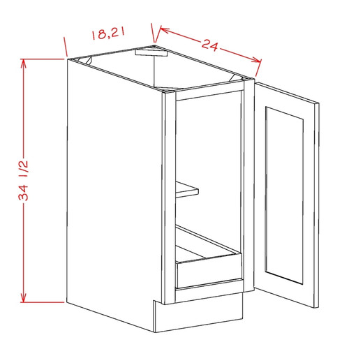 U.S. Cabinet Depot - Shaker White - Full Height Single Door Single Rollout Shelf Base Cabinet - SW-B18FH1RS