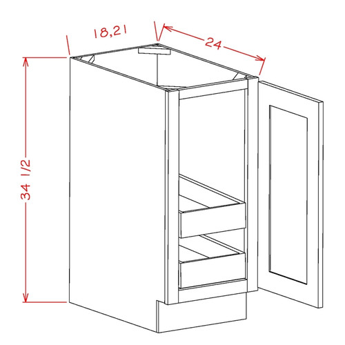 U.S. Cabinet Depot - Shaker White - Full Height Single Door Double Rollout Shelf Base Cabinet - SW-B18FH2RS