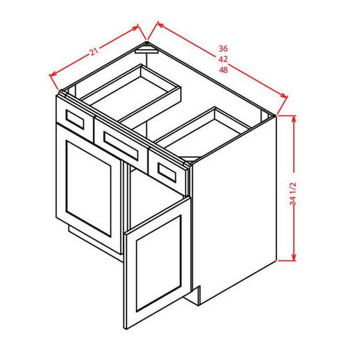 U.S. Cabinet Depot - Shaker White - Vanity Combo Base Cabinet - SW-VSD42