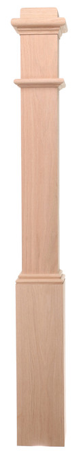 Ascension Stair Parts - 6-1/4" Box Newel W/ Mounting Block & "A" Cap Loose - Red Oak - 991PL