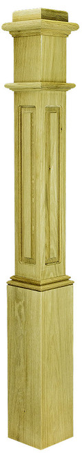 Ascension Stair Parts - 6-1/4" Raised Panel Box Newel W/ Mounting Block & "A" Cap Loose - Poplar - 991RSP