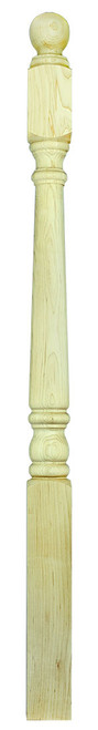 Ascension Stair Parts - 3"x59" Ball Top Square Base Newel with 5" Block Top - Maple - 4012BT59
