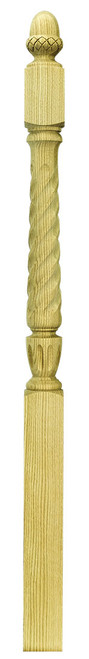 Ascension Stair Parts - 3-1/2"x56" Twist Square Base Newel with 10" Block Top - Maple - 3045T56