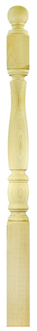 Ascension Stair Parts - 3-1/2"x48" Ball Top Square Base Newel with 10" Block Top - Euro Beech - 958-4BT48