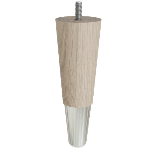 Round Tapered Foot with Chrome Slipper Cup, 6" Height - White Oak