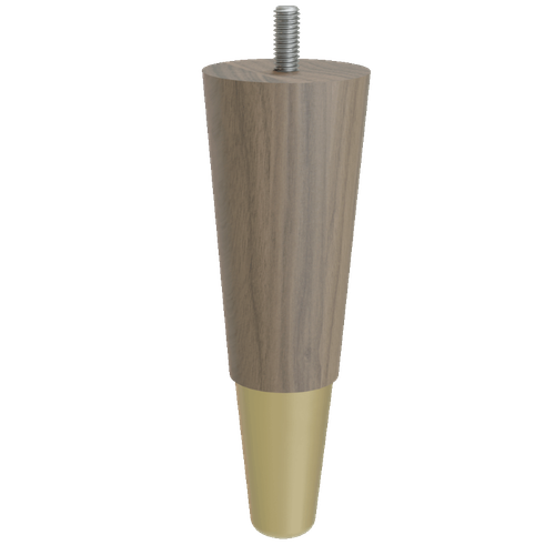 Round Tapered Foot with Satin Brass Slipper Cup, 6" Height - Walnut