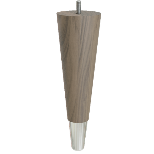 Round Tapered Foot with Chrome Slipper Cup, 9" Height - Walnut