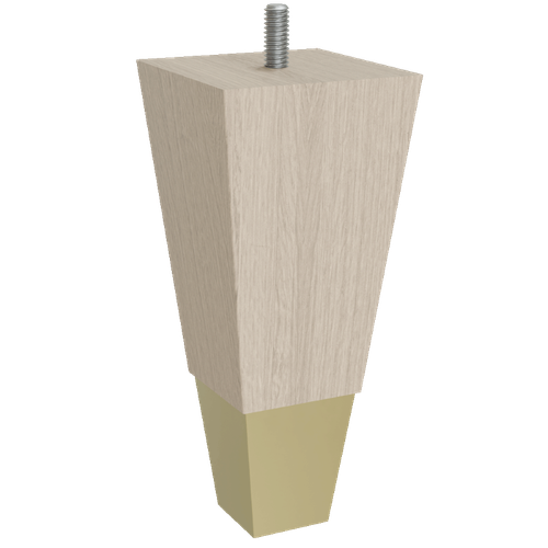 Square Tapered Foot with Satin Brass Slipper Cup, 6" Height - White Oak